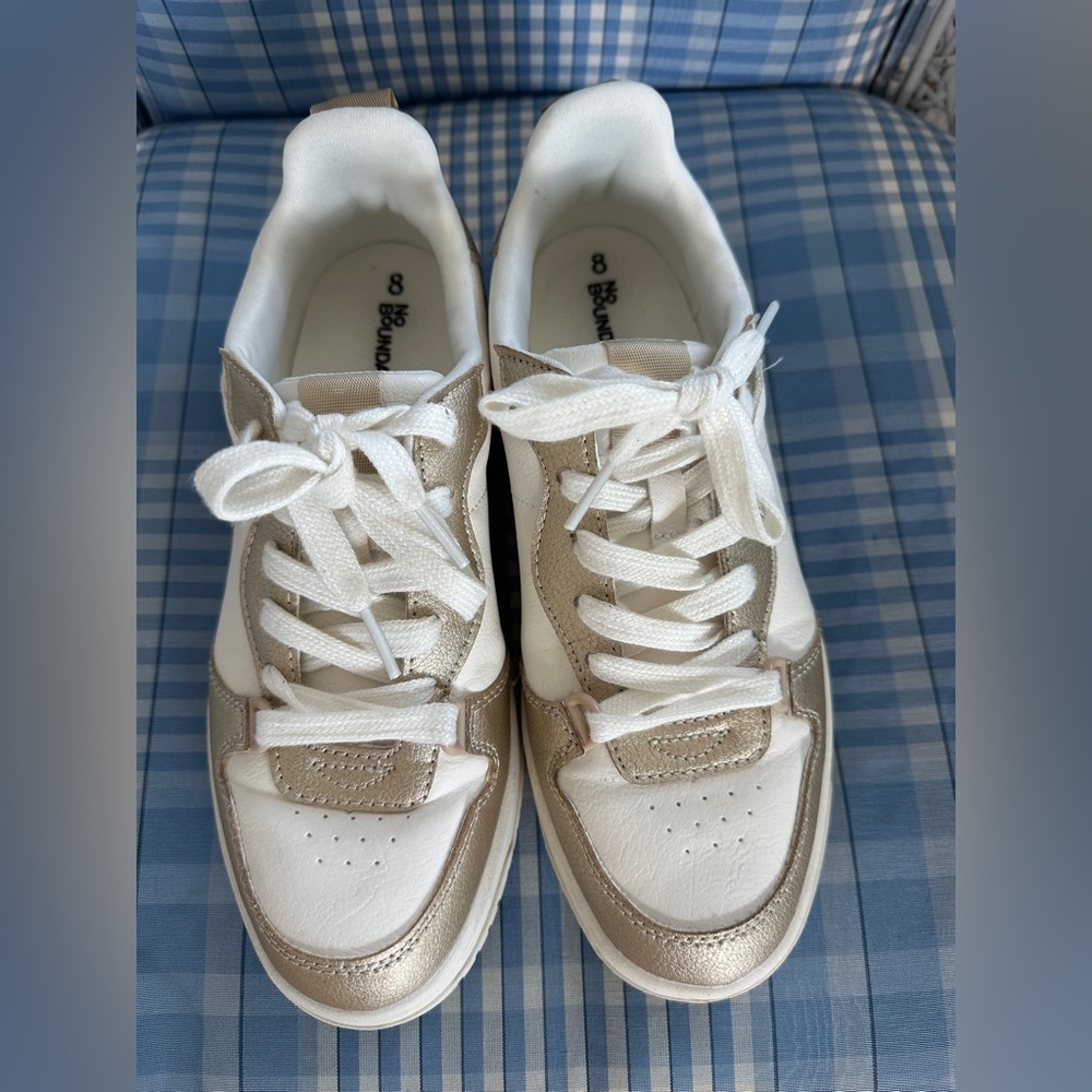No Boundaries White and Gold Women's Sneakers